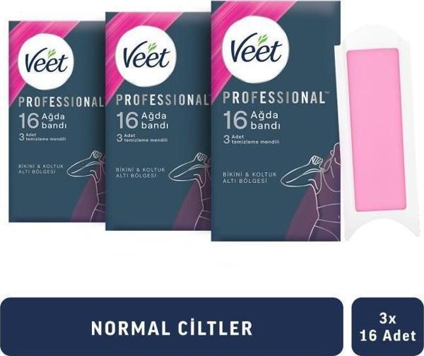 Veet Professional Sir Ağda Bandı Bikini ve Koltuktaltı Bölgesi Normal Ciltler 48’li(16 x 3) - Image 1