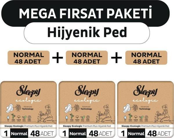 Sleepy Ecologic Premium Plus Hijyenik Ped Mega Fırsat Paketi Normal 144 Adet - Image 1