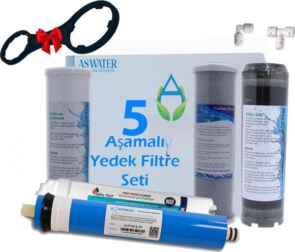 As Water Ihlas Aura Cebilon Açık Kasa Su Arıtma 5'Li Lüx 10" Filtre Seti 75Gpd Vontron Membranlı - Image 1