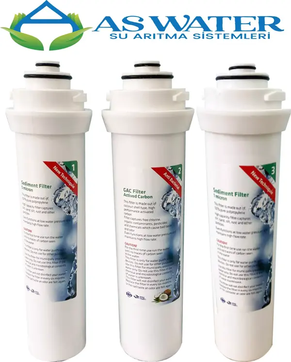 As Water Ihlas Aura Cebilon Unique Dijital Su Arıtma Cihazı Uyumlu 3 Lü Ön Filtre Seti - Image 1