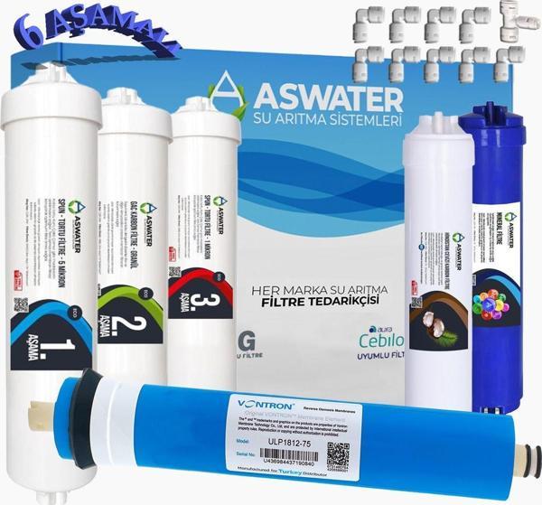 As Water İhlas Aura Uyumlu Su Arıtma Cihazı Filtresi 6'Lı Filtre Seti Vontron Membran - Image 1