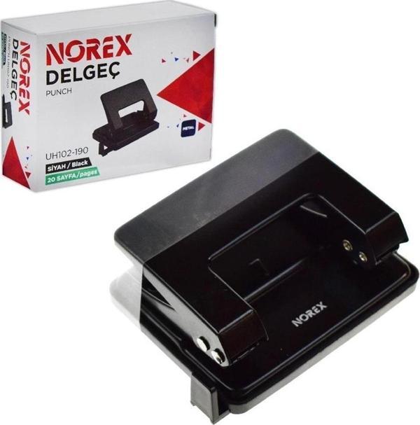 Norex Perfaratör (Delgeç) Metal 20 Sayfa Kapasiteli Siyah Uh102-190 - Image 1