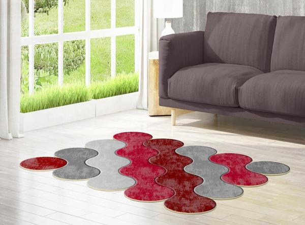 Dekoreko Figürlü Özel Kesim Halı 117 Kırmızı - Image 1