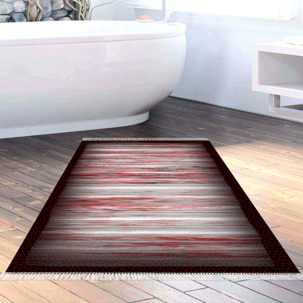 Eko Trend DJT Banyo Paspası Yıkanabilir Kaymaz Taban 1693 Modern Siyah Bordo - Image 1