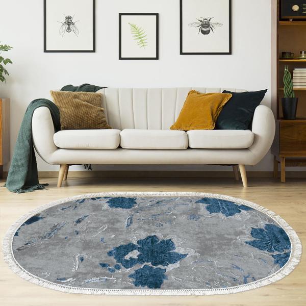 Eko Trend DJT Halı Yıkanabilir Kaymaz Taban 660M Oval Suluboya Pudra - Image 1