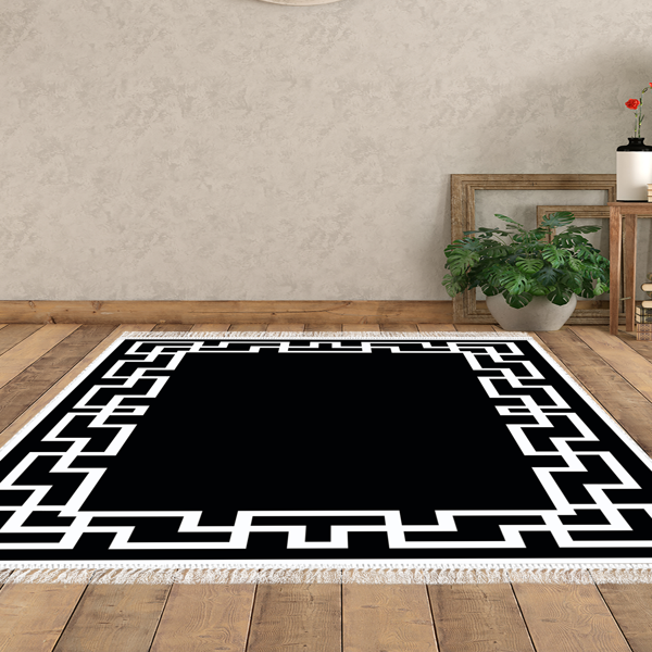 Eko Trend DJT Halı Yıkanabilir Kaymaz Taban F5035 Modern Siyah - Image 1