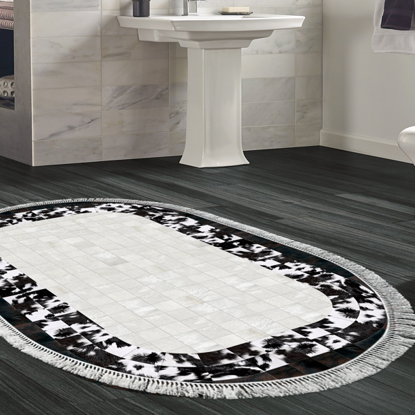 Eko Trend DJT Banyo Paspası Yıkanabilir Kaymaz Taban 1495 Oval Modern Siyah - Image 1