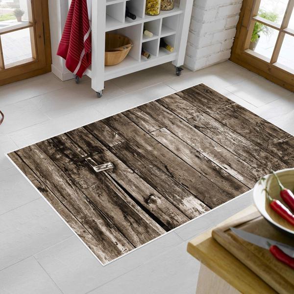 Alanur Trend Keçe Tabanlı Mutfak Halı Mu136 Kahve - Image 1