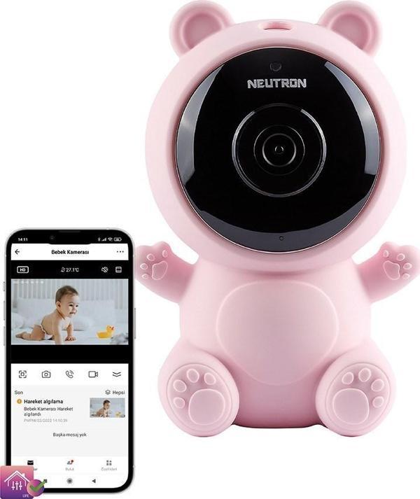 Neutron Ninni Söyleyen Gece Görüşlü Ip Bebek Izleme Kamerası Pembe - App ile Kontrol - Image 1