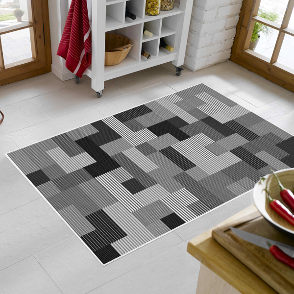 Alanur Trend Keçe Tabanlı Mutfak Halı Mu113 Gri - Image 1