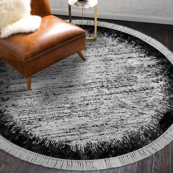 Eko Trend DJT Banyo Paspası Yıkanabilir Kaymaz Taban 1342 Yuvarlak Modern Pudra - Image 1