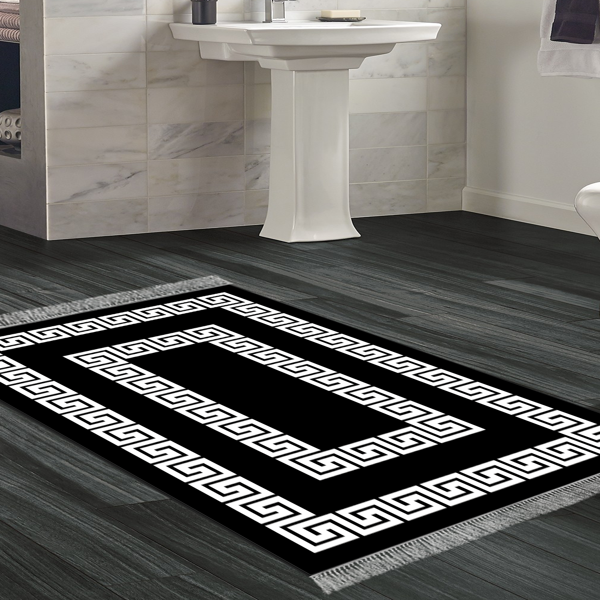 Eko Trend DJT Banyo Paspası Yıkanabilir Kaymaz Taban 650M Modern Siyah - Image 1