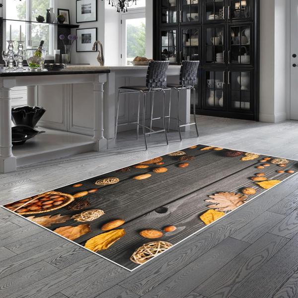 Alanur Trend Keçe Tabanlı Mutfak Halı Mu137 Kahve - Image 1