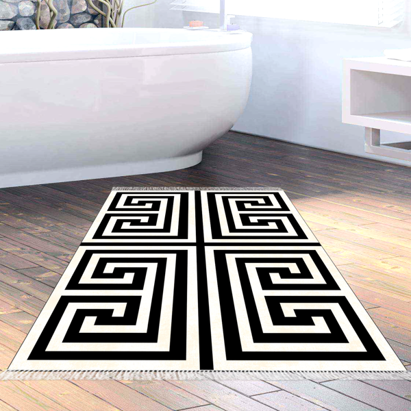 Eko Trend DJT Banyo Paspası Yıkanabilir Kaymaz Taban 658M Modern Siyah - Image 1