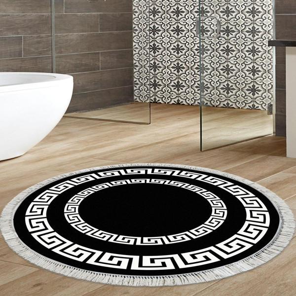 Eko Trend DJT Banyo Paspası Yıkanabilir Kaymaz Taban 650M Yuvarlak Modern Siyah - Image 1
