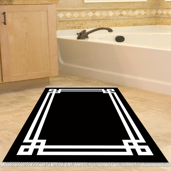Eko Trend DJT Banyo Paspası Yıkanabilir Kaymaz Taban 1669 Modern Siyah - Image 1