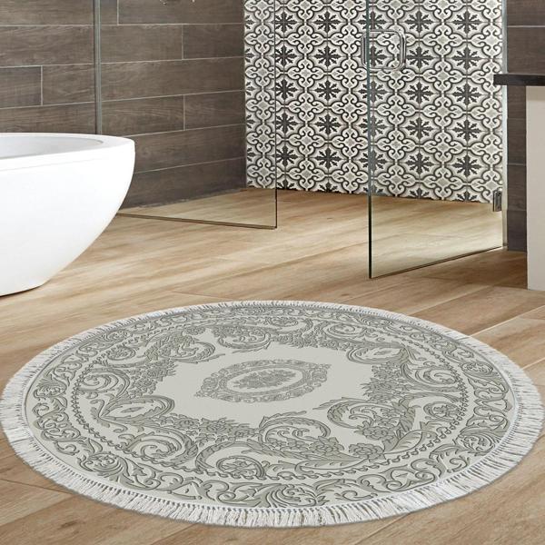 Eko Trend DJT Banyo Paspası Yıkanabilir Kaymaz Taban 747 Yuvarlak Klasik Gri - Image 1