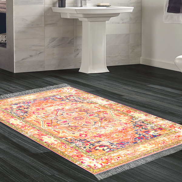 Eko Trend DJT Banyo Paspası Yıkanabilir Kaymaz Taban 1697 Persian Turuncu - Image 1