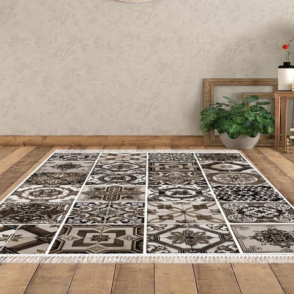 Eko Trend DJT Halı Yıkanabilir Kaymaz Taban Mu144 Patchwork Kahve - Image 1