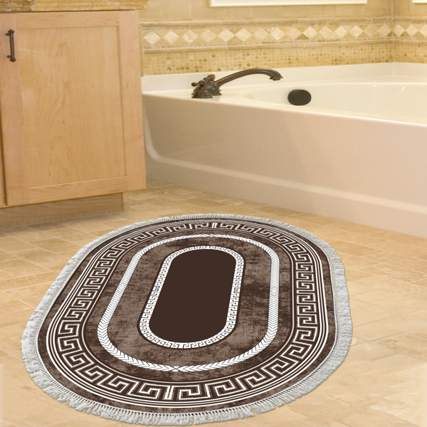 Eko Trend DJT Banyo Paspası Yıkanabilir Kaymaz Taban 651M Oval Modern Kahve - Image 1