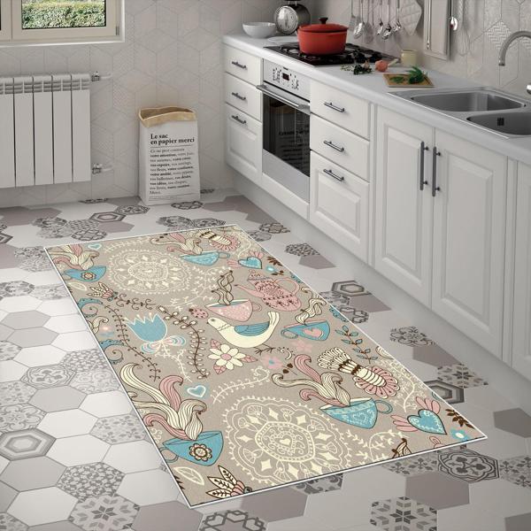 Alanur Trend Keçe Tabanlı Mutfak Halı Mu186 Bej - Image 1