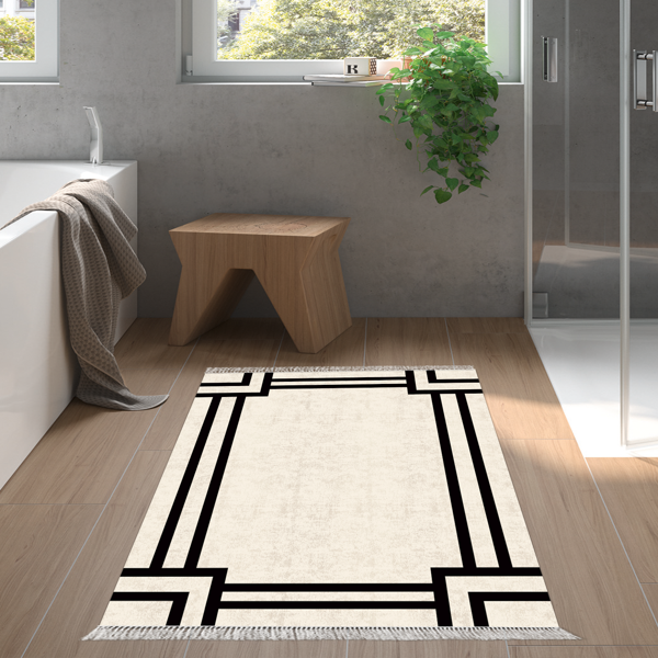 Eko Trend DJT Banyo Paspası Yıkanabilir Kaymaz Taban 1920 Modern Gri Siyah - Image 1