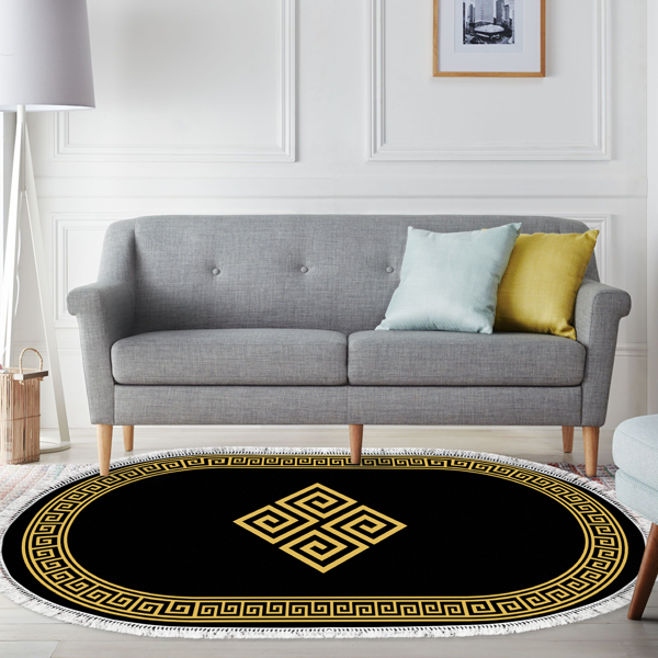Eko Trend DJT Halı Yıkanabilir Kaymaz Taban 656M Oval Modern Siyah - Image 1