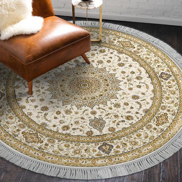 Eko Trend DJT Banyo Paspası Yıkanabilir Kaymaz Taban P1360 Yuvarlak Osmanlı Krem - Image 1