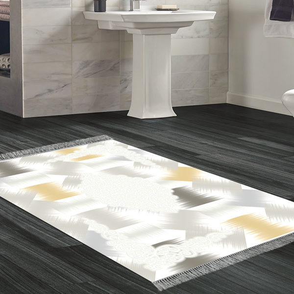 Eko Trend DJT Banyo Paspası Yıkanabilir Kaymaz Taban S1030 Modern Krem - Image 1