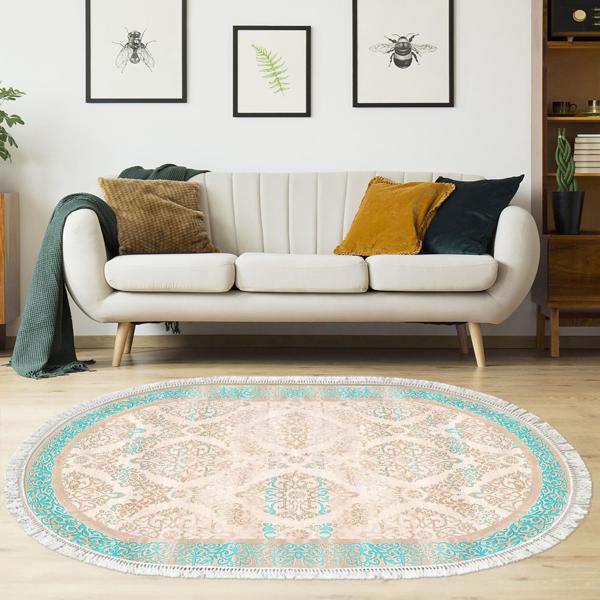 Eko Trend DJT Halı Yıkanabilir Kaymaz Taban 1376 Oval Klasik Turkuaz - Image 1