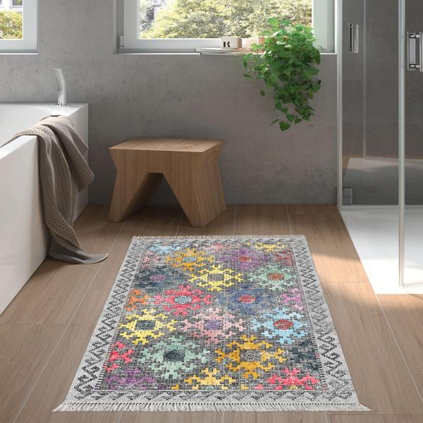 Eko Trend DJT Banyo Paspası Yıkanabilir Kaymaz Taban F5008 İskandinav Renkli - Image 1