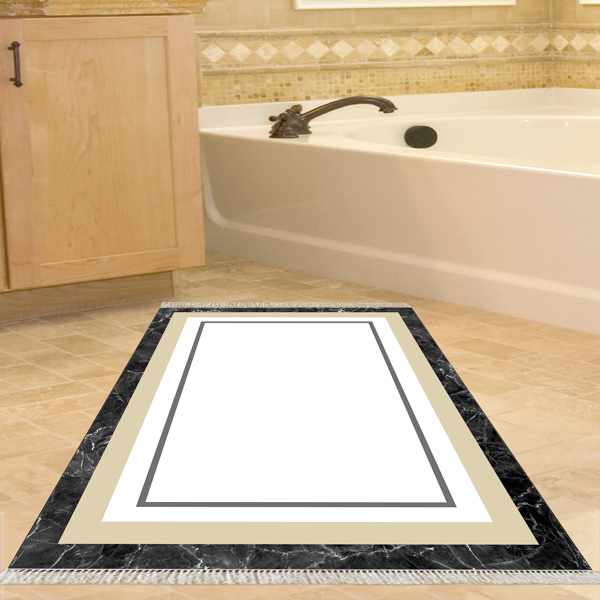 Eko Trend DJT Banyo Paspası Yıkanabilir Kaymaz Taban 673M Bordürlü Krem - Image 1
