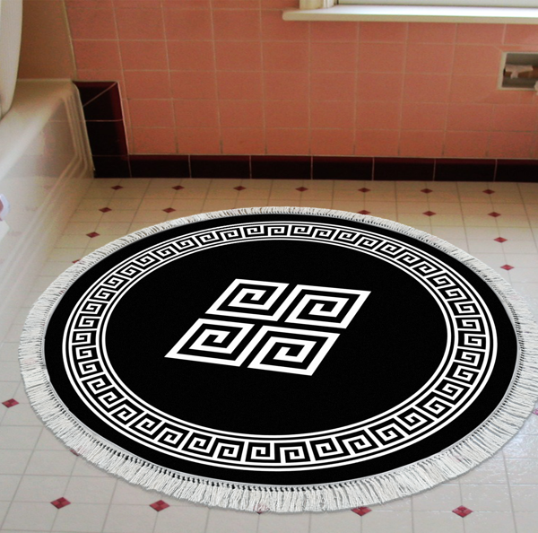 Eko Trend DJT Banyo Paspası Yıkanabilir Kaymaz Taban 656M Yuvarlak Modern Gri - Image 1