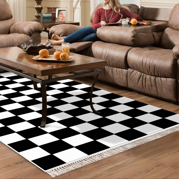 Eko Trend DJT Halı Yıkanabilir Kaymaz Taban S5056 Geometrik Siyah - Image 1