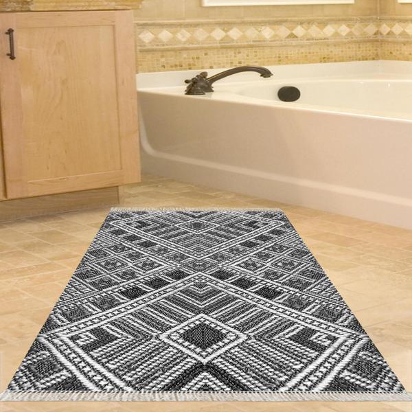 Eko Trend DJT Banyo Paspası Yıkanabilir Kaymaz Taban 2029 Modern Siyah - Image 1