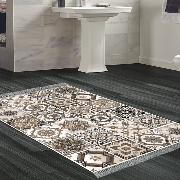 Eko Trend DJT Banyo Paspası Yıkanabilir Kaymaz Taban Mu144 Patchwork Kahve - Image 1