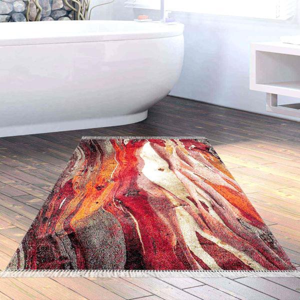 Dekoreko Kaymaz Taban Djt Banyo Halısı Trend Saçaklı Modern S5050 Bordo - Image 1