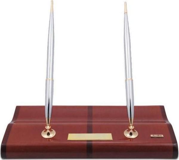 Scrikss Masa Takımı Parlak Sapeli Ağacı Dolmakalem & Tükenmezkalem Gold Krom - Image 1