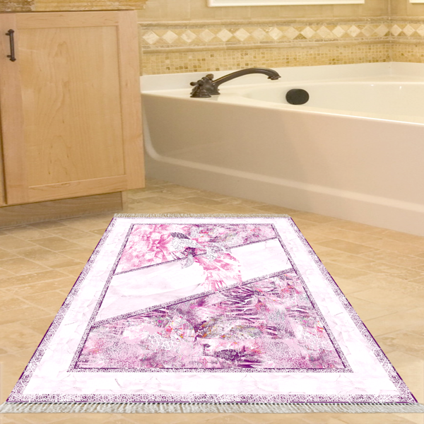 Dekoreko Kaymaz Taban Djt Banyo Halısı Yıldız Deri Saçaklı Modern 729 Pudra - Image 1