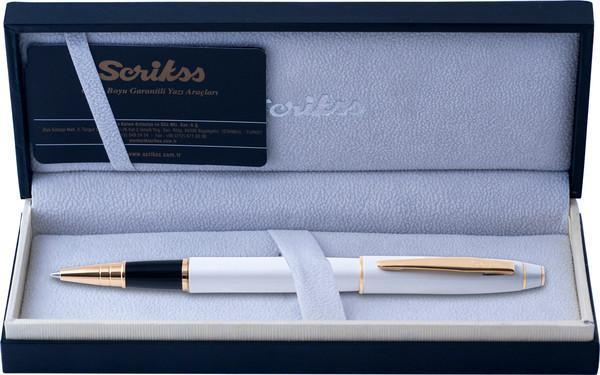Scrikss 35 Lüks Kutuda Beyaz Altın Roller Kalem - Image 1
