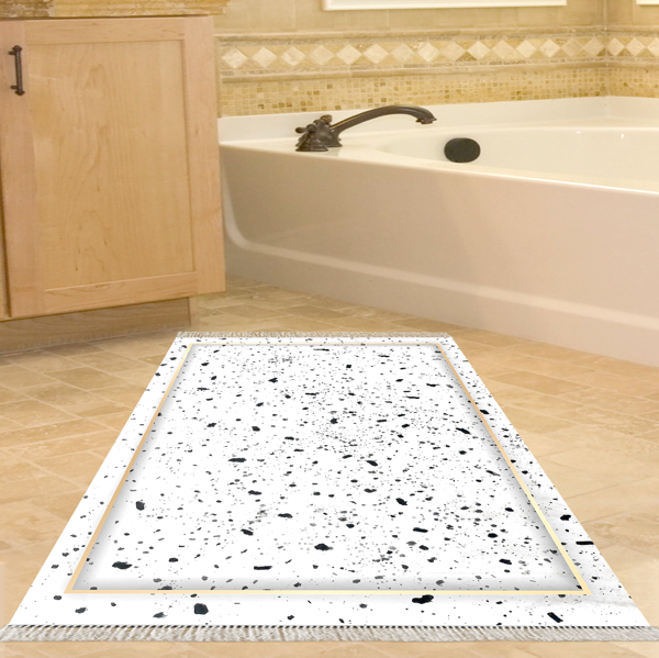 Dekoreko Kaymaz Taban Djt Banyo Halısı Yıldız Deri Saçaklı Modern M12366 Krem - Image 1