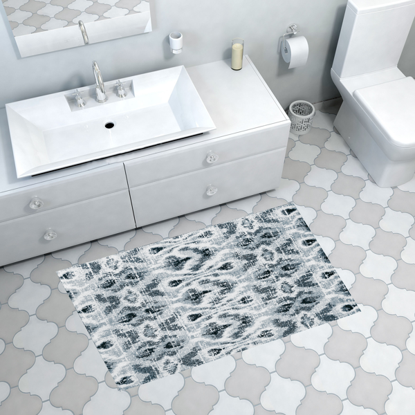Dekoreko Kaymaz Taban Djt Banyo Halısı Trend İskandinav F5136 Mavi - Image 1