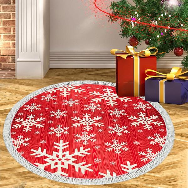 Alanur Home Yılbaşına Özel Keçe Dijital Yıkanabilir Yuvarlak Halı Chr11M Kırmızı - Image 1