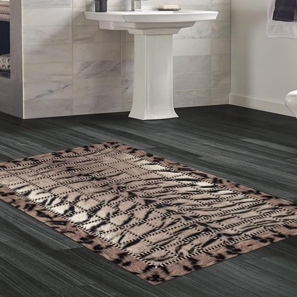 Dekoreko Kaymaz Taban Djt Banyo Halısı Yıldız Deri Modern 1906 Kahve - Image 1