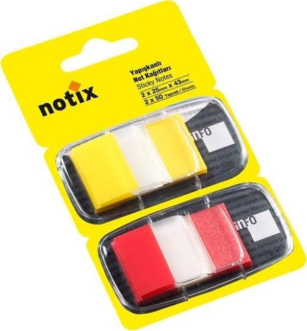 Notix Index Ayraç 2 Renkx50 Yaprak Beyaz Dispenserli Asmalı - Image 1