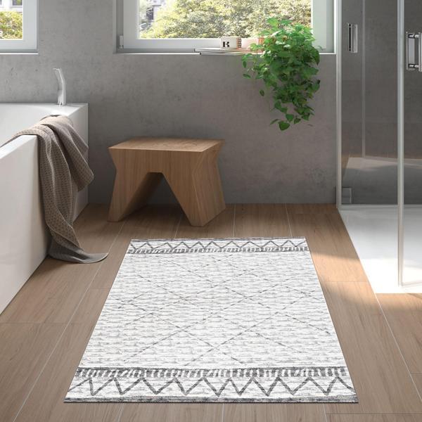 Dekoreko Kaymaz Taban Djt Banyo Halısı Star Pamuk İskandinav F5081 Kahve - Image 1