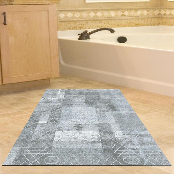 Dekoreko Kaymaz Taban Djt Banyo Halısı Star Pamuk İskandinav F5132 Mavi - Image 1