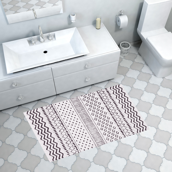 Dekoreko Kaymaz Taban Djt Banyo Halısı Star Pamuk İskandinav F5086 Lacivert - Image 1