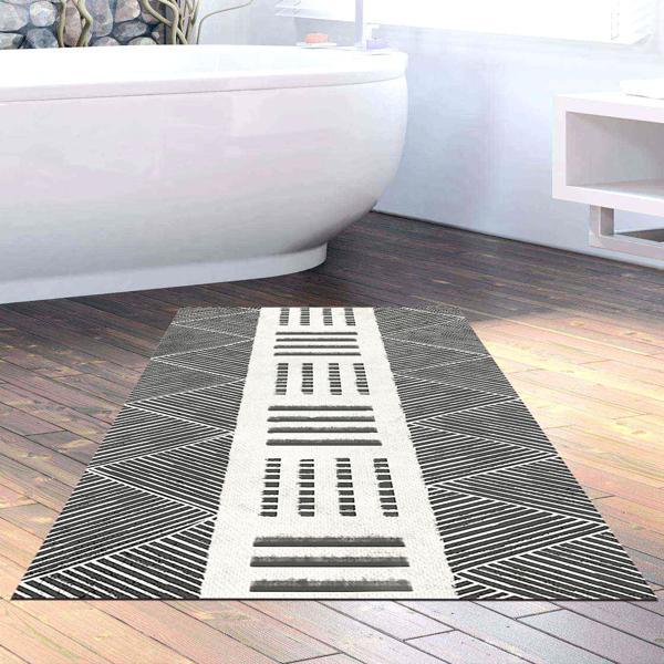 Dekoreko Kaymaz Taban Djt Banyo Halısı Star Pamuk İskandinav M1282 Gri - Image 1