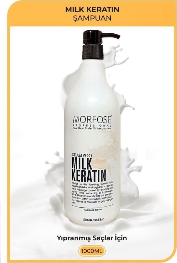 Morfose Milk Therapy Keratin Saç Bakım Şampuanı 1000 ml - Saç Dökülmesi Önleyici, Besleyici, Koruyucu Etki - Image 1